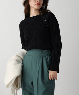 金ボタン付きケーブルラグランニット/AC3201