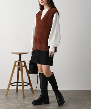 フェザーヤーンVネックベスト/AC3325