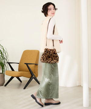 フェイクファー巾着バッグ/BA-269