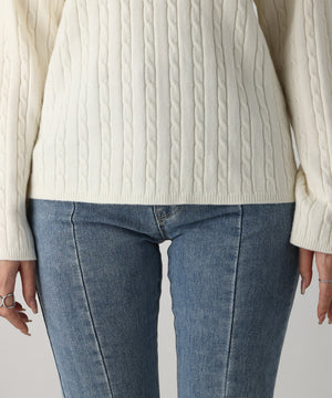 金ボタン付きケーブルラグランニット/AC3201