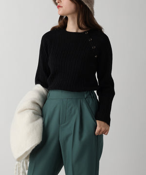 金ボタン付きケーブルラグランニット/AC3201