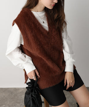 フェザーヤーンVネックベスト/AC3325