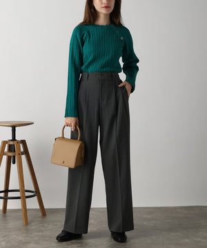 金ボタン付きケーブルラグランニット/AC3201