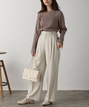 金ボタン付きケーブルラグランニット/AC3201