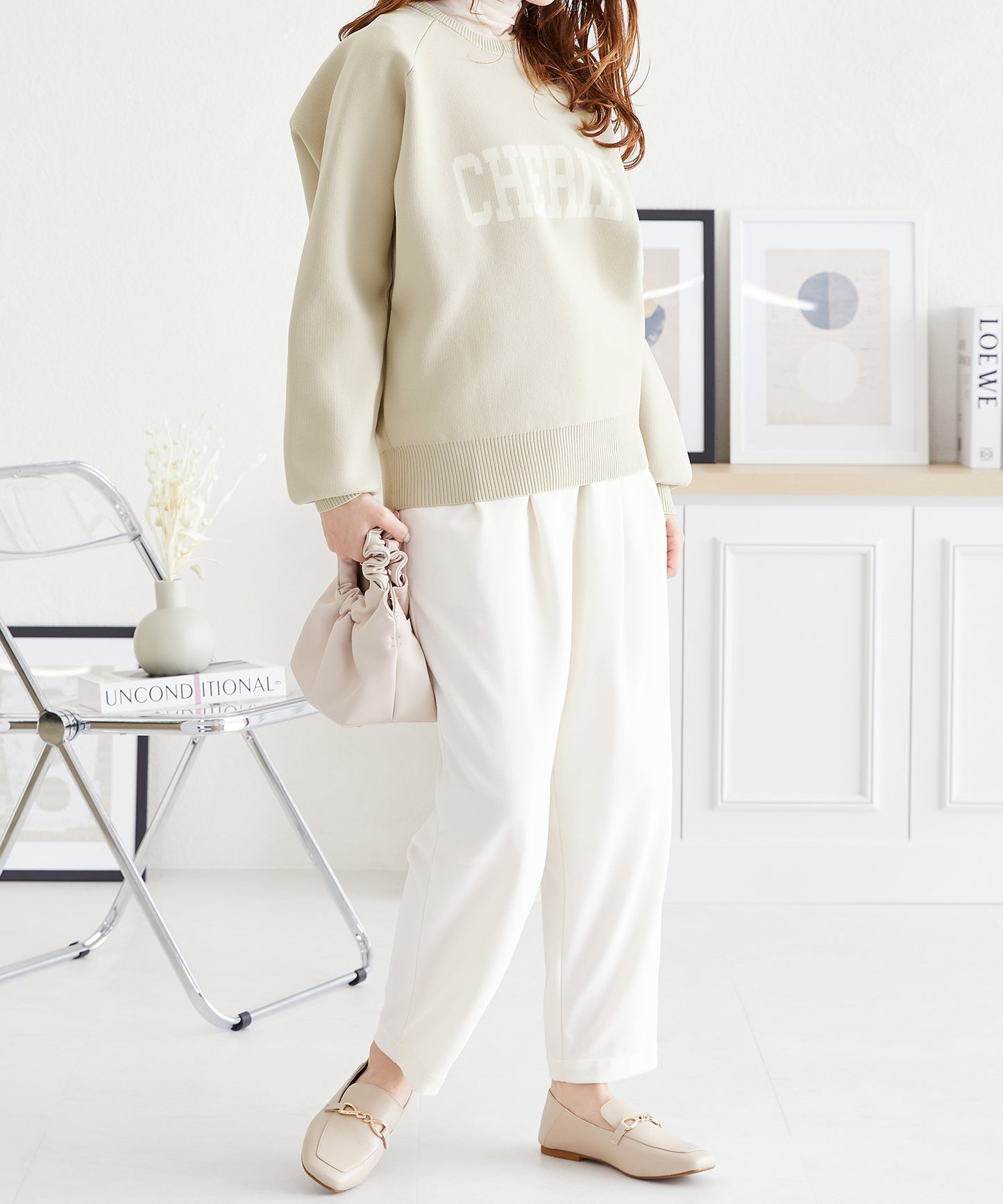 スウェット風ロゴニット/AC3310