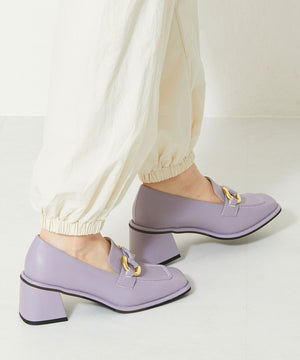 ワイドスクエアトゥヒールローファー/31120