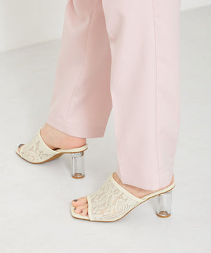 クリアヒールレースミュールサンダル/31205