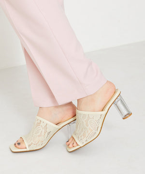 クリアヒールレースミュールサンダル/31205