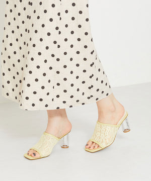 クリアヒールレースミュールサンダル/31205