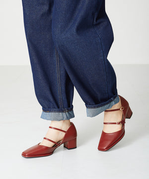 ダブルストラップヒールパンプス/31308