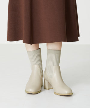 スクエアトゥニットヒールブーツ/31403