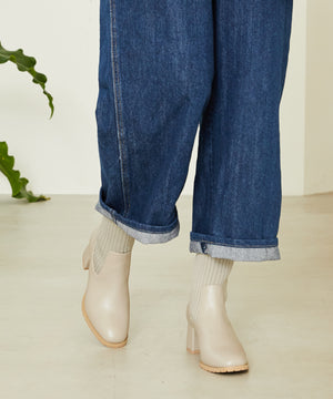 スクエアトゥニットヒールブーツ/31403