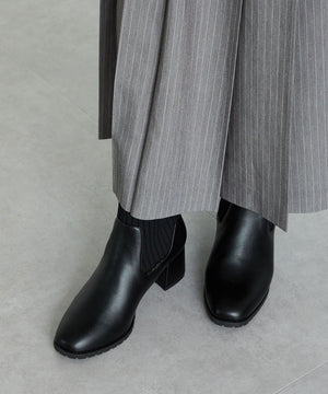 スクエアトゥニットヒールブーツ/31403