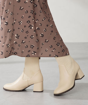 スクエアトゥニットヒールブーツ/31403