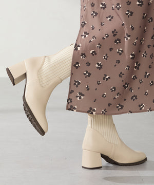 スクエアトゥニットヒールブーツ/31403