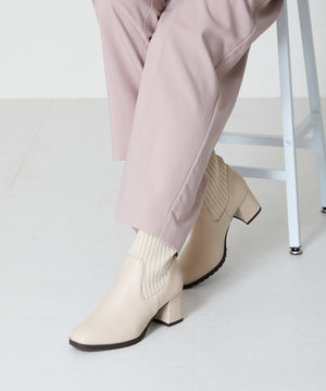 スクエアトゥニットヒールブーツ/31403