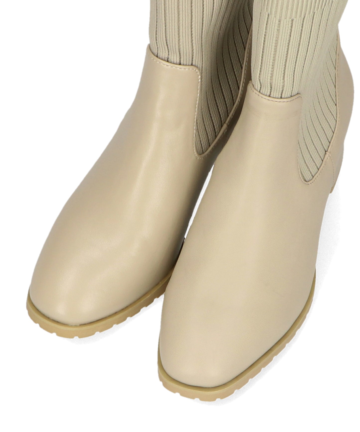 スクエアトゥニットヒールブーツ/31403