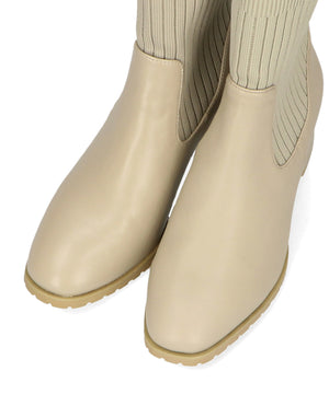 スクエアトゥニットヒールブーツ/31403