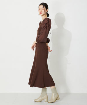 スクエアトゥニットヒールブーツ/31403