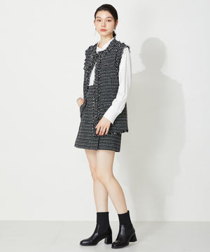 スクエアトゥニットヒールブーツ/31403