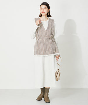 スクエアトゥニットヒールブーツ/31403