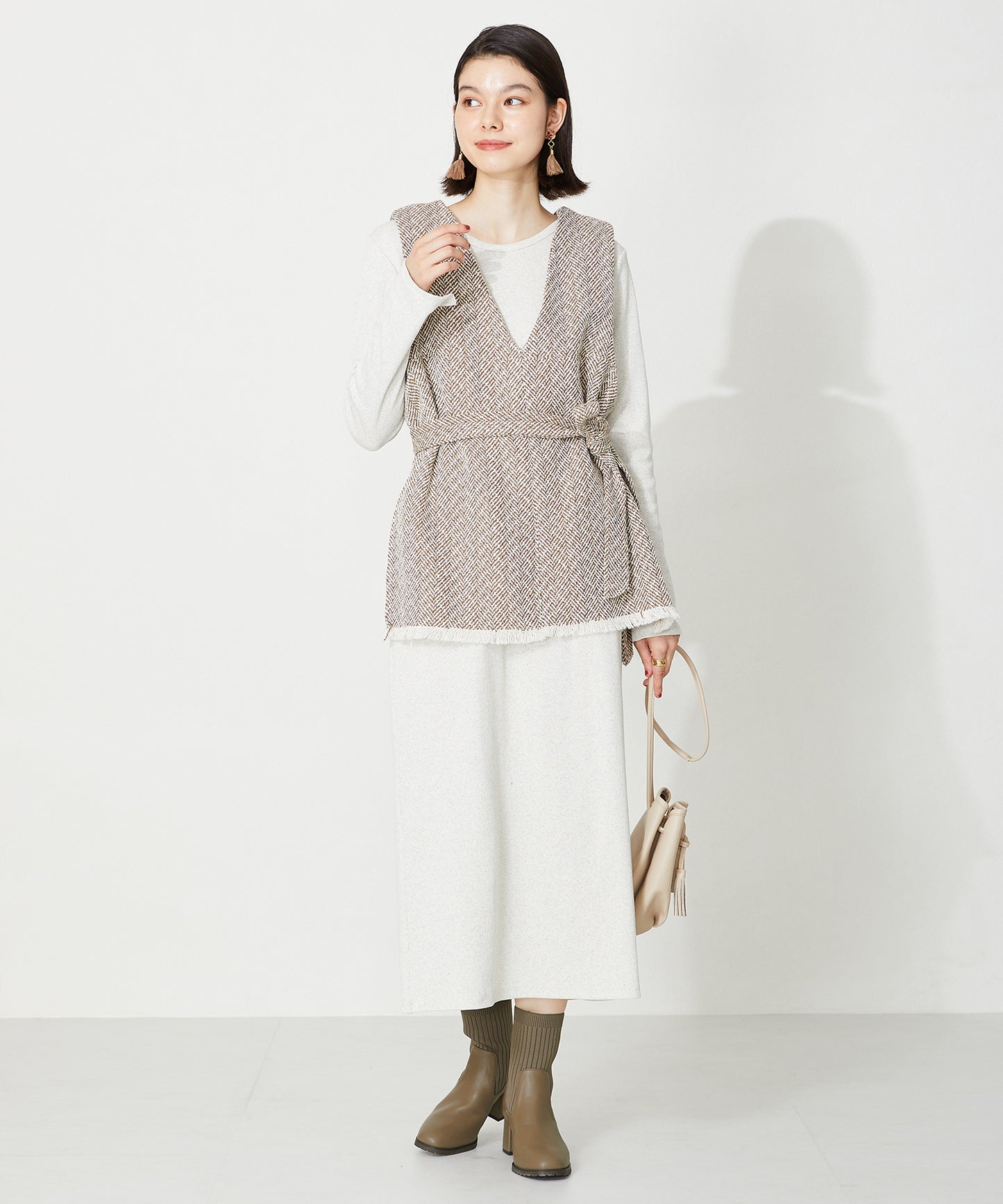 スクエアトゥニットヒールブーツ/31403