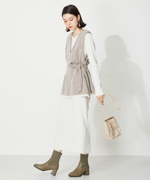 スクエアトゥニットヒールブーツ/31403