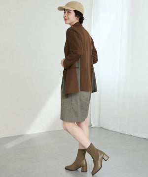 スクエアトゥニットヒールブーツ/31403