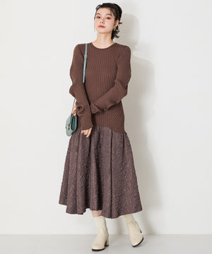 スクエアトゥニットヒールブーツ/31403