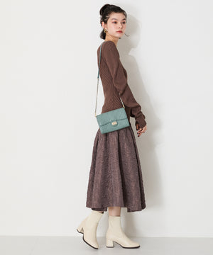 スクエアトゥニットヒールブーツ/31403