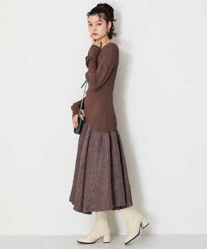 スクエアトゥニットヒールブーツ/31403