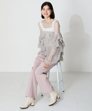 スクエアトゥニットヒールブーツ/31403