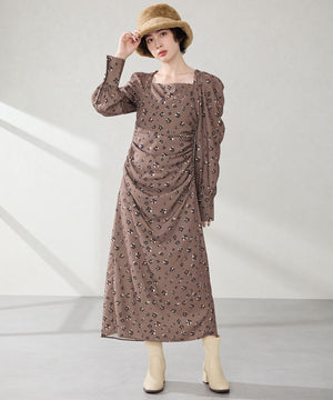 スクエアトゥニットヒールブーツ/31403