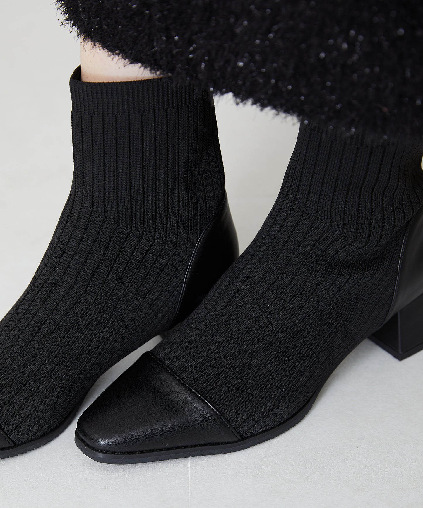 切替ニットヒールブーツ/31407