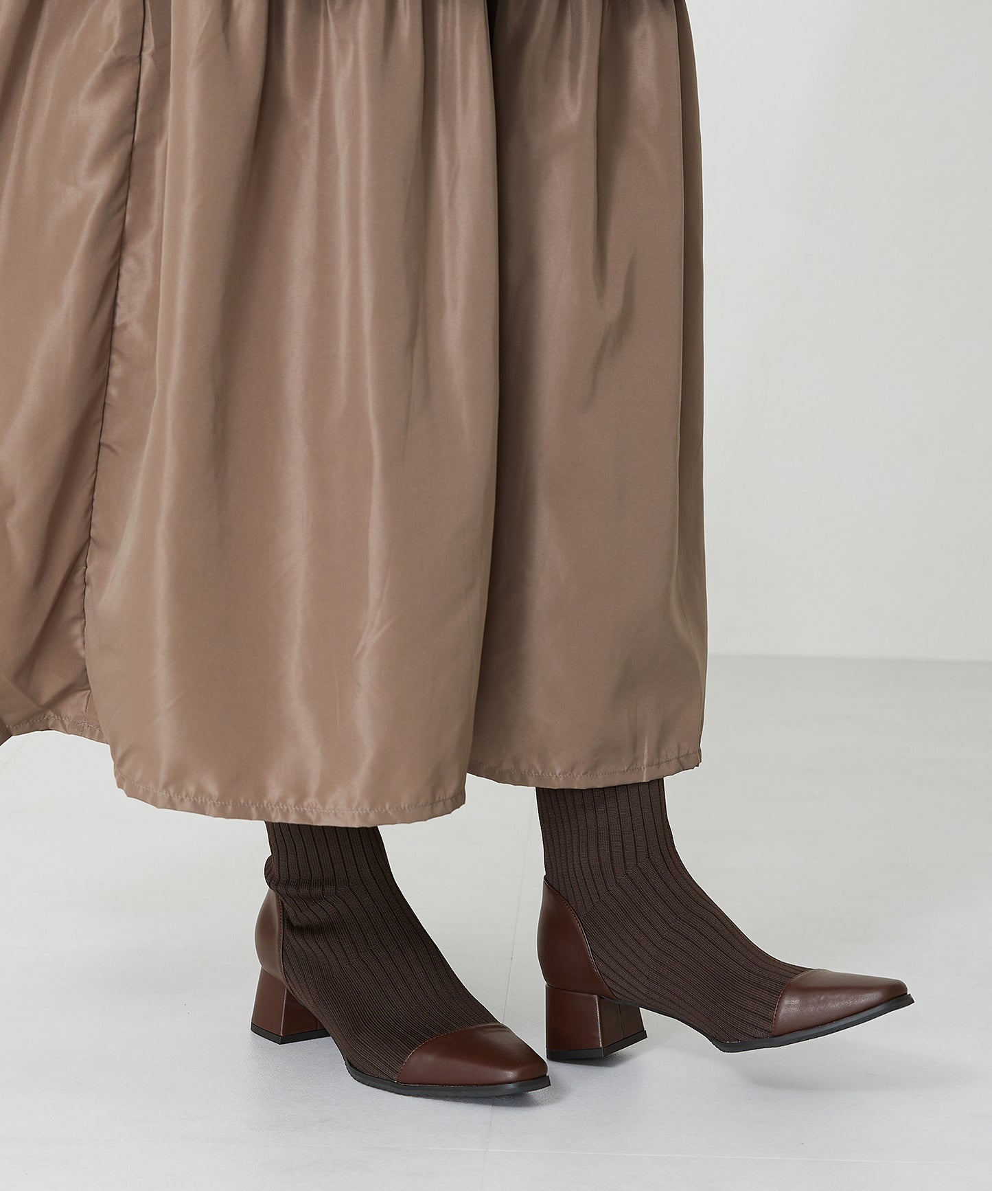 切替ニットヒールブーツ/31407