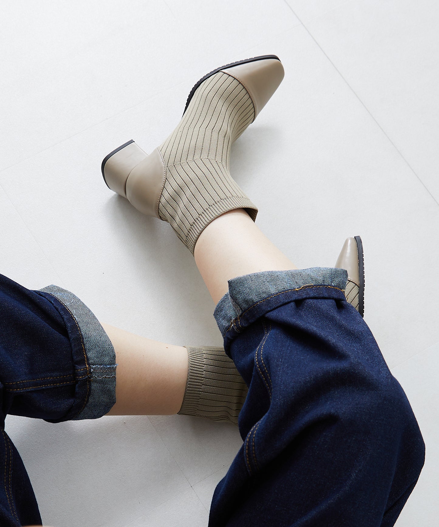 切替ニットヒールブーツ/31407