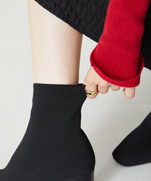 プレートヒールニットブーツ/31422