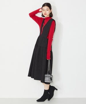 プレートヒールニットブーツ/31422