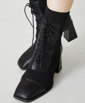 レースアップニットヒールブーツ/31433