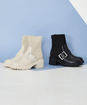 【WEB限定】厚底ビジューニットブーツ/31434