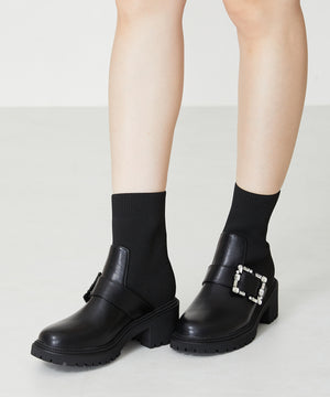 【WEB限定】厚底ビジューニットブーツ/31434