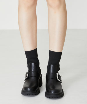 【WEB限定】厚底ビジューニットブーツ/31434