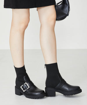 【WEB限定】厚底ビジューニットブーツ/31434