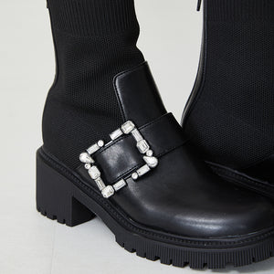 【WEB限定】厚底ビジューニットブーツ/31434