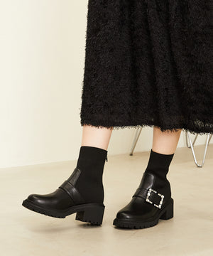 【WEB限定】厚底ビジューニットブーツ/31434
