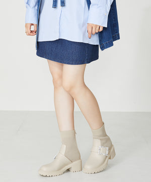 【WEB限定】厚底ビジューニットブーツ/31434