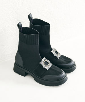 バックルビジューニットブーツ/31437