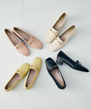 メタリックラインビットヒールローファー/32303