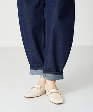 メタリックラインビットヒールローファー/32303