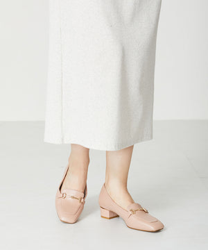 メタリックラインビットヒールローファー/32303